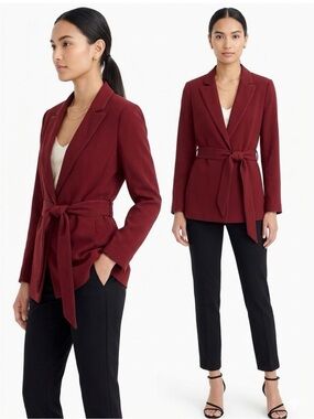 NWT J. Crew Burgundy Belted Blazer Jacket Size S